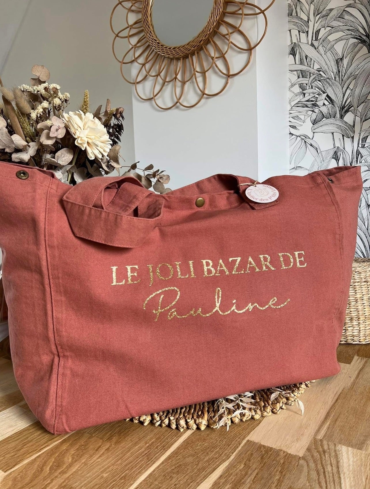 Cabas en coton délavé (Rose Ocre)