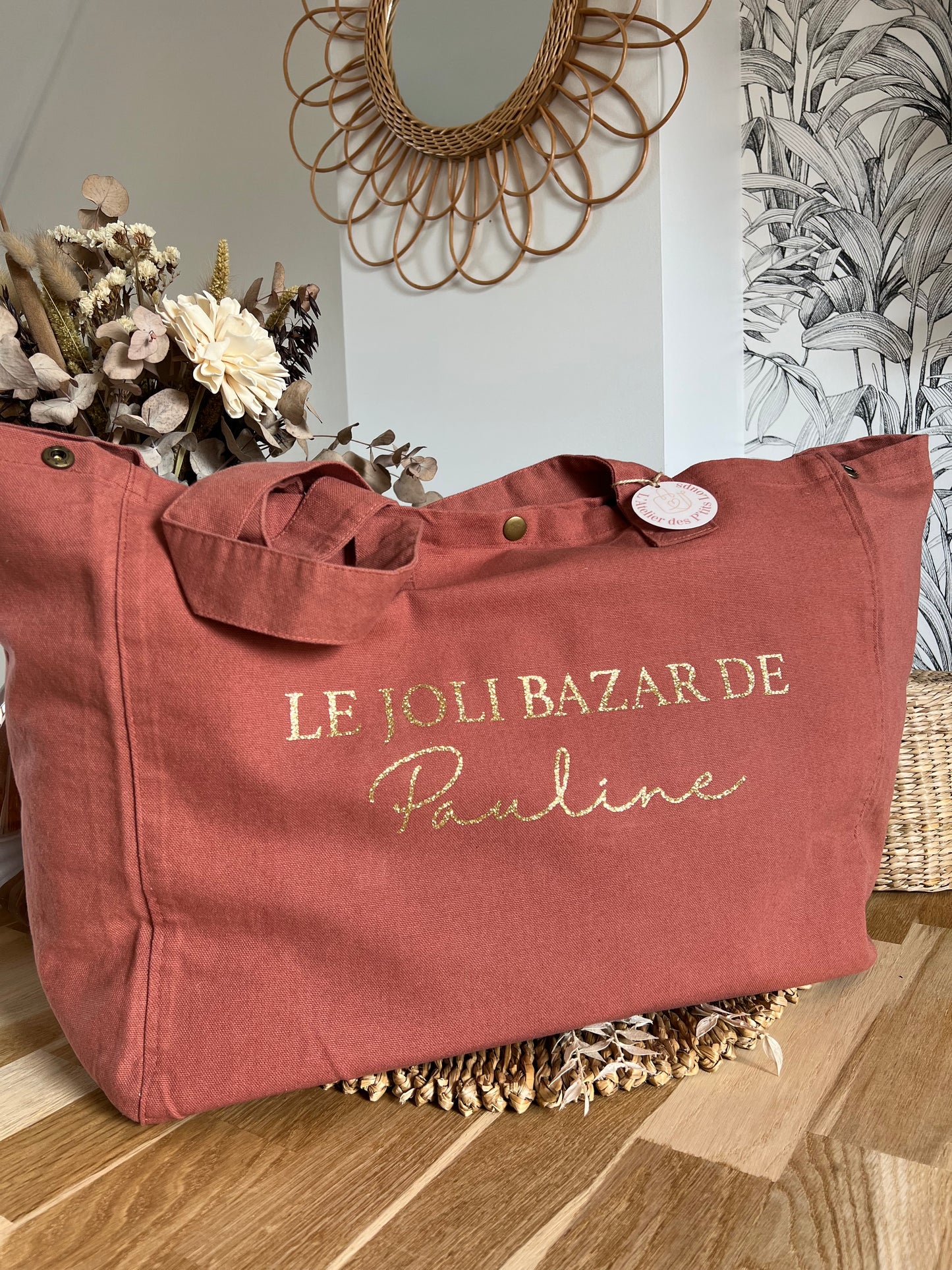 Cabas en coton délavé (Rose Ocre)