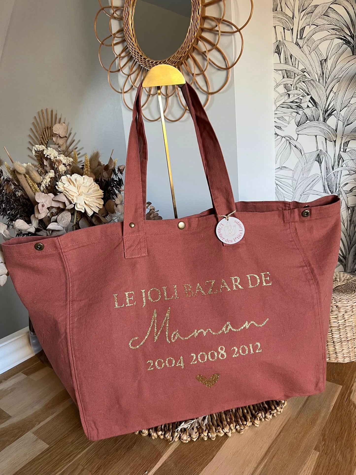 Cabas en coton délavé (Rose Ocre)