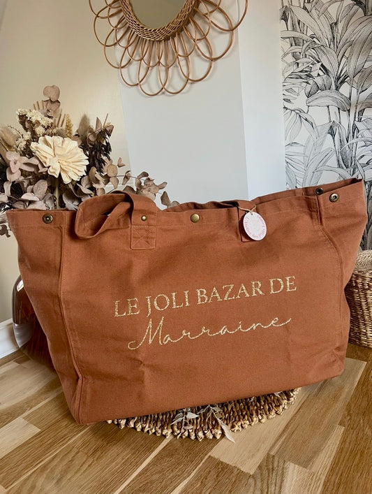 Cabas en coton délavé (Marron)